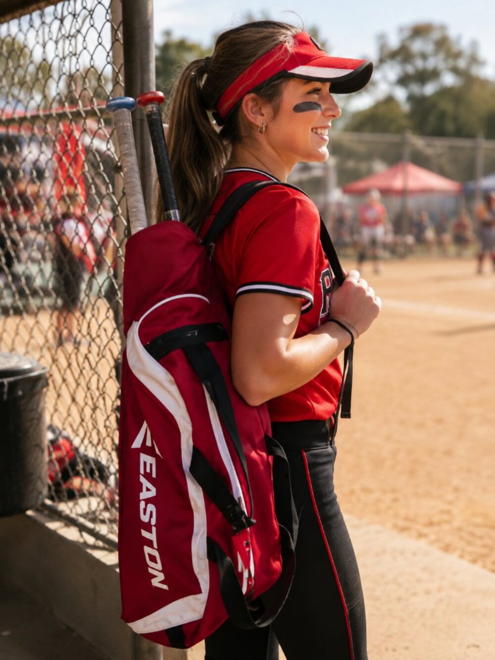 Easton Red White Black Softball Baseball Bat Bag Backpack